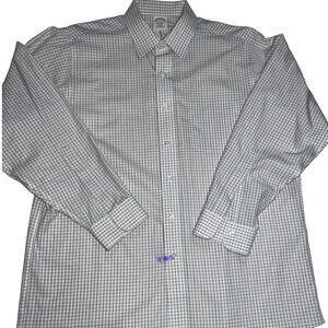 Brooks Brothers Shirt Size 16-33 White Red Plaid Traditional Business Classic